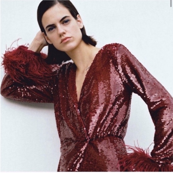 Zara feather sequins dress limited edition - Picture 9 of 13
